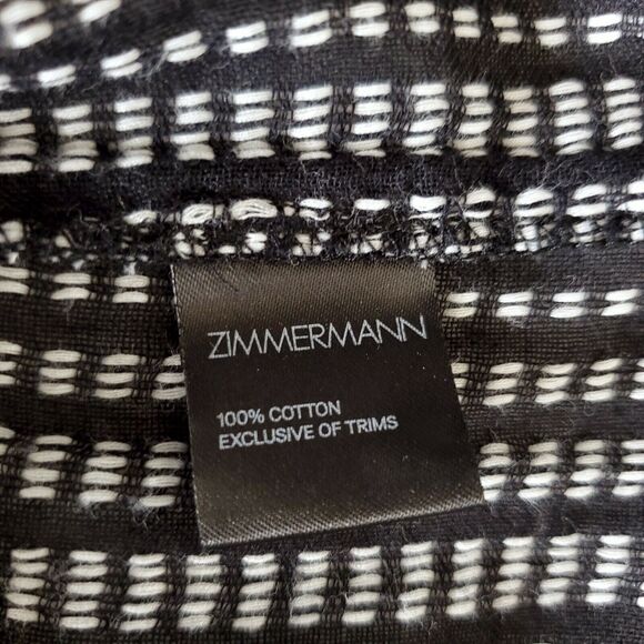 Zimmermann Pavilion Striped Dress 2 Wide Neck Off Shoulder Black Tassel Tie - Picture 10 of 11